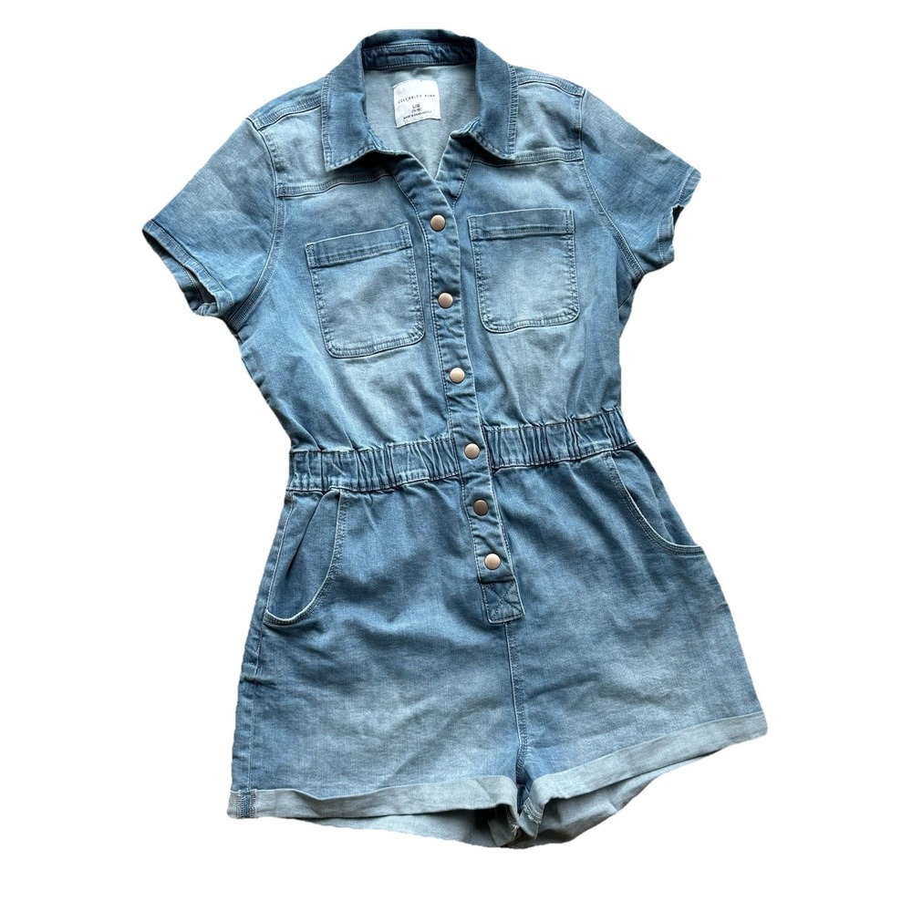 Celebrity Pink Shorts One Piece Jumpsuit Romper‎ Denim Jumper Size Large (11-13)